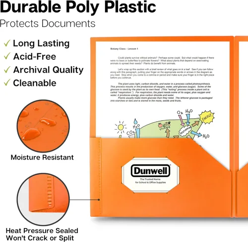 Vista 2 de Dunwell Carpetas de plástico con 2 bolsillos, paquete de 6, colores pastel, carpetas de 8.5 x 11 pulgadas con bolsillos, resistente al desgarro