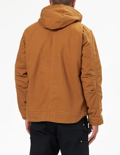 Vista 3 de Carhartt - Chaqueta de tejido de loneta lavada con forro de sherpa y ajuste suelto para hombre