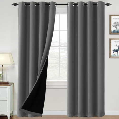 Vista 37 de H.VERSAILTEX Cortinas 100% de opacidad para dormitorio, con aislamiento térmico, cortinas opacas de 63 pulgadas de largo, cortinas de bloqueo