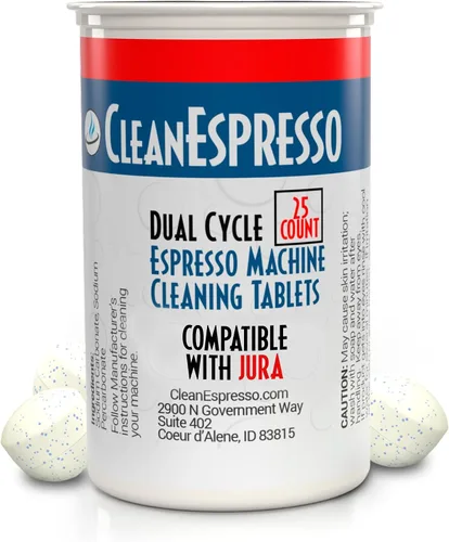 CleanEspresso - 25 tabletas de limpieza diseñadas para máquinas de café Jura - Tabletas de limpieza para máquinas de café expreso de doble ciclo de