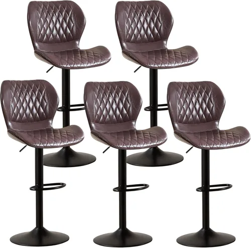 Vista 35 de Juego de 2 taburetes de bar, modernos taburetes giratorios de altura de mostrador para sillas de isla de cocina, taburetes de bar de tela ajustables