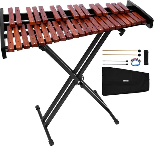Vista 13 de VEVOR Kit de Xilófono Glockenspiel de 30 Notas, Juego de Instrumentos de Percusión Profesional con Mazos, Baquetas, Atril, Almohadilla de Práctica