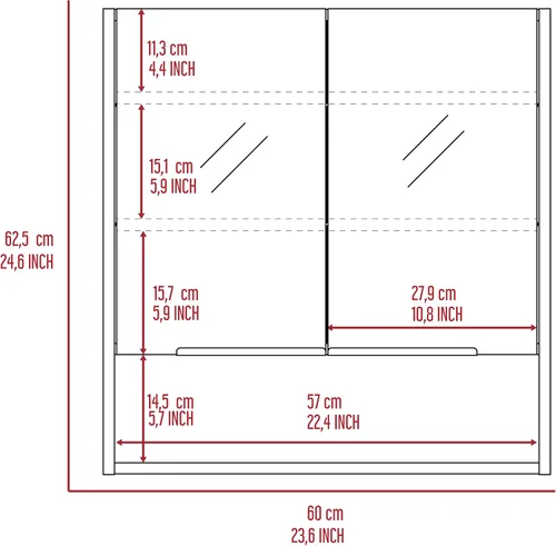 Vista 3 de FM FURNITURE Ozark - Botiquín con espejo de 24 pulgadas con estante y almacenamiento cerrado para baño