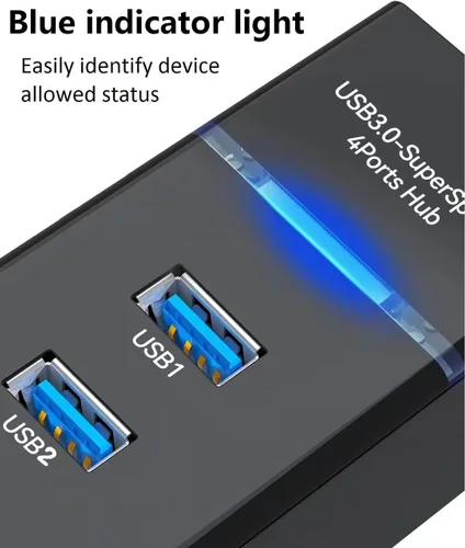 Vista 4 de Hub USB 3.0 de 7 puertos, extensor de divisor de concentrador USB de 5 Gbps de datos con cable de 4 pies, para laptop, PC, MacBook, Mac Pro/Mini