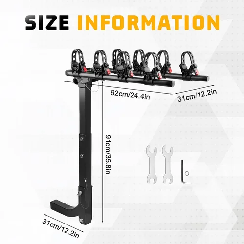 Vista 5 de Soporte de enganche para 4 bicicletas, soporte plegable para coches, camiones, SUV, minivans