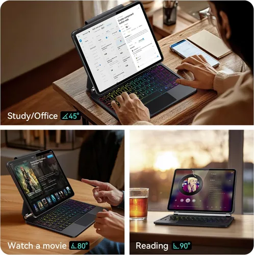 Vista 7 de Funda con teclado magnético mágico para iPad de 9ª generación con teclado para iPad 10.2 de 9ª/8ª/7ª generación y Air 3, Pro 10.5, trackpad