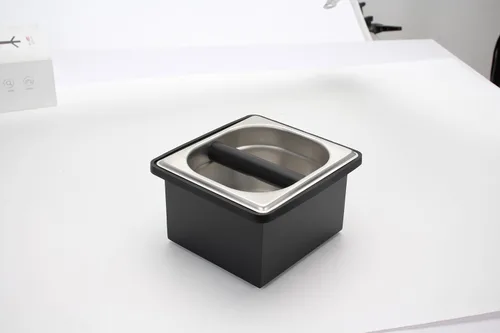 Vista 9 de DIBTSA Caja de café expreso, recipiente de acero inoxidable para discos de café, con soporte de acero y anillo de goma de reducción de ruido