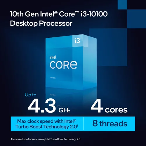 Vista 3 de Intel Core i3-10100 Procesador de escritorio 4 núcleos hasta 4.3 GHz LGA1200 (chipset Intel serie 400) 65W, número de modelo: BX8070110100