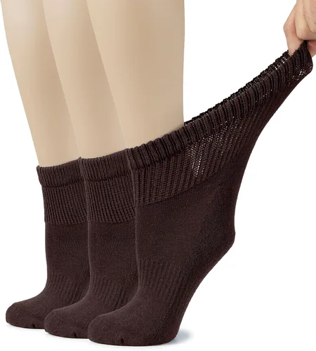 Vista 10 de Hugh Ugoli Calcetines tobilleros de algodón para mujer para diabéticos, anchos, sueltos, elásticos, puntera sin costuras, semiacolchado superior sin