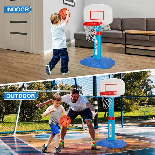 Vista 3 de LACCHOUFEE Aro de baloncesto para interiores y exteriores, juguetes para niños pequeños de 1 a 3 años, aro de baloncesto con 3 bolas, mini portería
