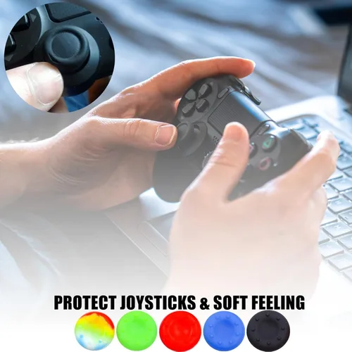 Vista 6 de Funda de silicona para controlador PS5, 1 funda antideslizante con 10 empuñaduras de joystick para Playsation 5 Controller Wireless Gamepad