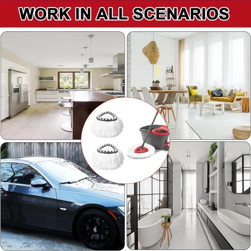 Vista 7 de 4 piezas de repuesto de cabezal de trapeador, cabezal de repuesto de trapeador giratorio compatible con el sistema Cedar Easywring de 1 tanque, que