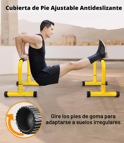 Vista 7 de TABEKE Barra para flexiones, paraletas de acero de 14 pulgadas de alto y barra para fondos con mango de espuma de cobertura completa, barras Negro