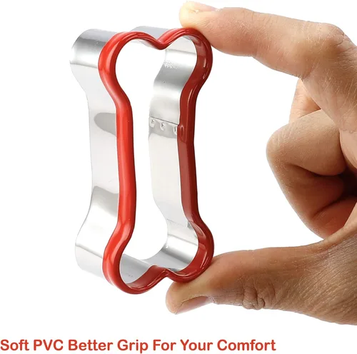 Vista 3 de Juego de 3 cortadores de galletas de hueso de perro - Cortadores de golosinas para perros, formas de hueso, de 2.4" a 3.9" con revestimiento de PVC