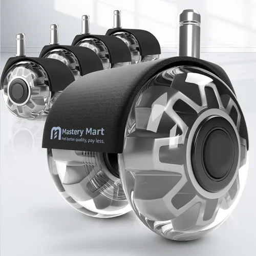 Vista 12 de Ruedas giratorias para silla de oficina Mastery Mart para suelos de madera dura, ruedas de rodillos de cuchillas suaves y silenciosas de alta