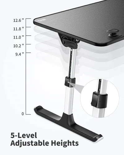 Vista 7 de SAIJI Soporte ajustable en altura y ángulo para computadora portátil para cama, mesa de regazo con bandeja para cama, mesa portátil plegable