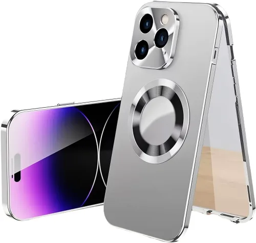 Vista 3 de Funda magnética de cuerpo completo con borde de metal, protección militar contra caídas para iPhone 12, compatible con MagSafe, protector