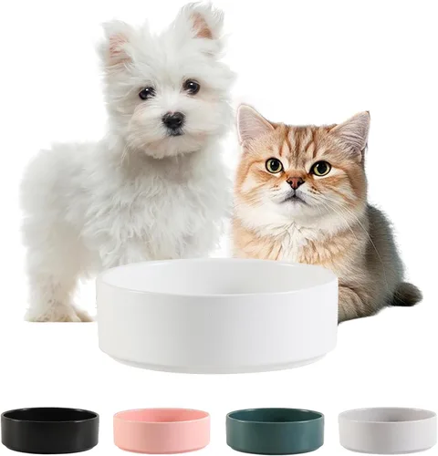 Vista 20 de Cuenco de cerámica para perros para comida y agua, cuenco comedero para mascotas para perros y gatos pequeños, plato de alimentación de cerámica