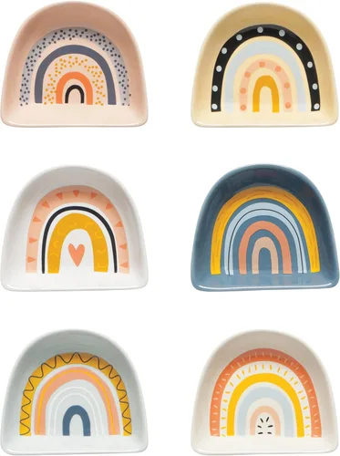 Vista 10 de Jubilee - Cuencos coloridos de cerámica, 6 piezas, 2 onzas, aptos para lavavajillas y microondas