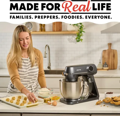 Vista 8 de Gourmia Digital Stand Mixer - 7 QT Tilt-Head Kitchen Mixer with LED Timer, 10 Speeds, Stainless Steel Bowl, Attachments Included, 800W, Silver