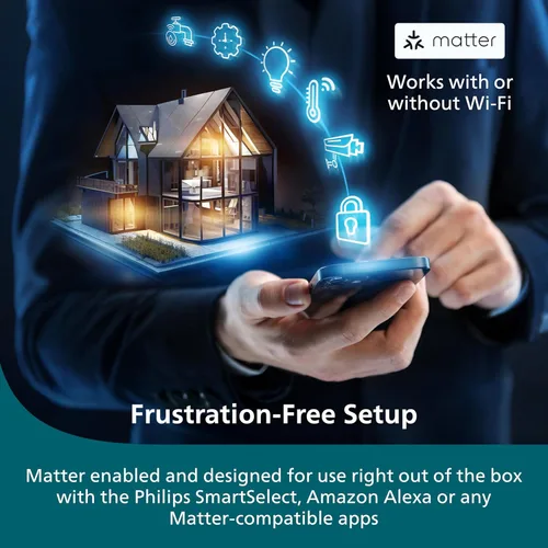 Vista 3 de Philips Indoor Matter Smart Plug, WiFi, funciona con Apple HomeKit, Alexa, Google Home y SmartThings (paquete de 1)