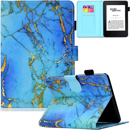 Vista 15 de Funda para Kindle Paperwhite, de piel sintética, con ranuras para tarjetas, con tapa de apagado y encendido automático para Yaxa Kindle Paperwhite
