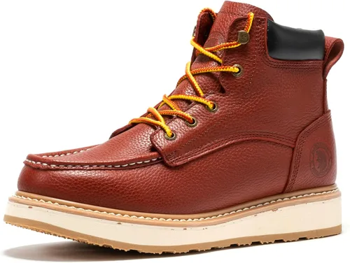 ROCKROOSTER Walker - Botas de trabajo para hombre, botas cómodas de punta suave de 6 pulgadas, suela de cuña, botas antifatiga con soporte de arco,