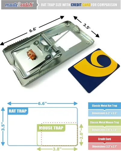 Vista 2 de trampa clásica para ratas completamente galvanizada, 4 trampas, a presión, durables, reutilizables y efectivas
