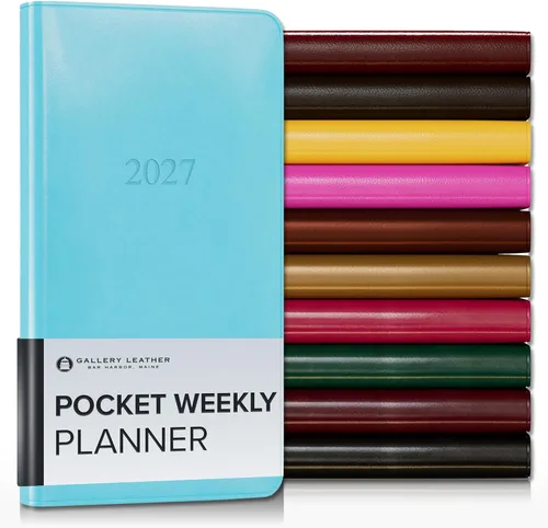 Vista 25 de Gallery Leather Agenda semanal grande 2026-2027 Acadia Hydrangea Hortensia Acadia
