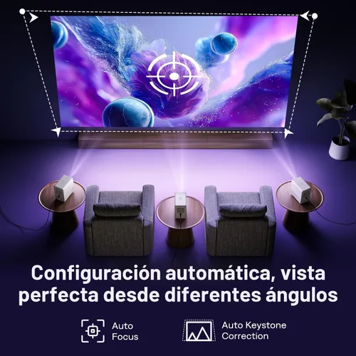 Vista 5 de Aurzen Roku - Proyector inteligente para TV con Wifi y Bluetooth, D1R Cube Roku Streaming Experience con motor óptico sellado, 1080P FHD, audio