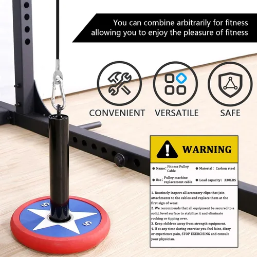 Vista 7 de Fitness Pulley Cable, Gym Replacement Cable Heavy Duty Steel Wire Rope Fitness Cable Pulley System Attachments Home Gym Machine Equipment Workout