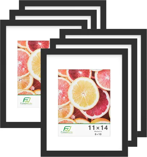 Vista 70 de FrameWorks Marcos de fotos clásicos de madera de 5 x 7 a 4 x 6 con vidrio templado, color negro, paquete de 2
