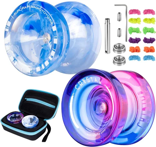 MAGICYOYO K2 + K3 Ideal Yoyo Gift Set - 2 Packs Responsive & Unresponsive Yoyos for Kids Beginners and Adults, Dual Yo-yos with 12 Strings, Gift
