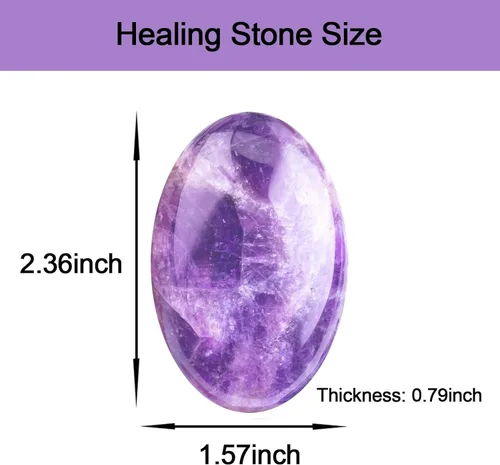Vista 3 de Healing Crystal Palm Stone,Large 2.4'' Thumb Worry Stone for Anxiety,Pocket Worry Stone for Stress Relief Therapy Reiki Meditation