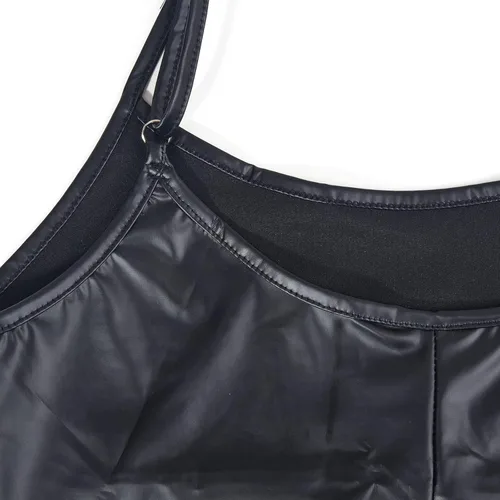Vista 5 de VWIWV - Trajes de piel sintética para mujer, sin mangas, correa de espagueti, traje de una pieza