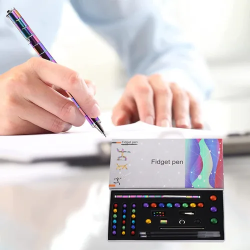 Vista 4 de Upgraded Decompression Magnetic Metal Toy Pen, Multifunctional Deform-able Capacities Touch Screen Ballpoint Pen, Comes with Timeless Pencil Large