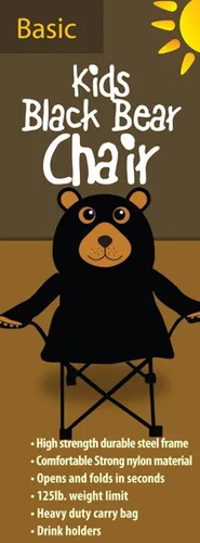 Vista 3 de Silla de campamento plegable con soporte para bebida y cargador de bolsa, Oso negro