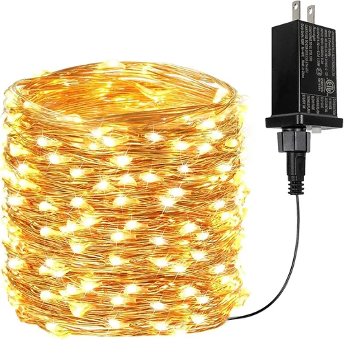 Vista 36 de Guirnalda de luces LED enchufables de 33 pies, impermeable, para exteriores e interiores, 8 modos con temporizador, luz de Navidad, decoración
