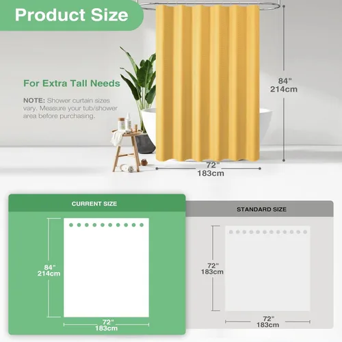 Vista 819 de Cortina de ducha de tela Dynamene verde oscuro - Cortinas de baño de tela de nido de abeja texturizadas resistentes, juego de cortinas de baño