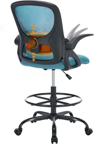 Vista 9 de LukkDys Silla de dibujo con respaldo multiajustable 4D, silla de oficina alta de 19.7 a 27.6 pulgadas de altura, silla de escritorio ergonómica