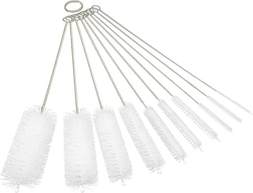 Vista 8 de Juego de 10 cepillos de limpieza para pajitas de acero inoxidable, cerdas de nailon duraderas, varios tamaños para popotes reutilizables, tazas