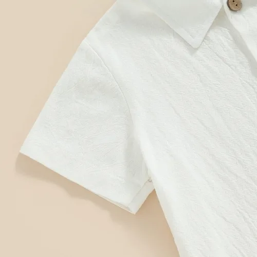 Vista 5 de Karuedoo Conjunto de 2 piezas de ropa de algodÃ³n y lino de manga corta con botones y pantalones cortos para el verano