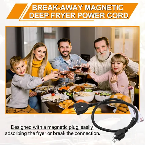 Vista 4 de Cable de alimentación magnético de repuesto para freidora eléctrica Masterbuilt XL de 10 litros, piezas y accesorios para freidoras de pavo