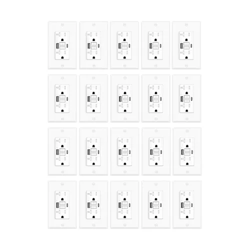 Vista 40 de Salida de receptáculo GFCI eléctrica Greencycle de 15 amperios, paquete de 5 salidas GFCI con indicador LED, resistente a la intemperie, grado