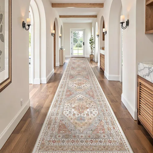 Vista 85 de zesthome Alfombras de área de 5 x 7, lavables a máquina, para sala de estar, dormitorio, resistentes a las manchas, vintage, de gran área, Beige