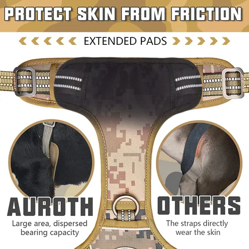 Vista 3 de Auroth Arnés táctico para perro con correa resistente de 6 pies y collar reflectante para perros medianos y grandes