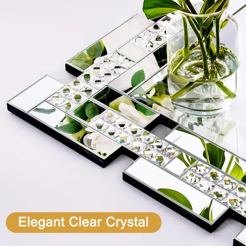 Vista 2 de Chende Espejo de pared decorativo de cristal para sala de estar, espejo grande de 36 x 24 pulgadas para decoración de pared con borde biselado