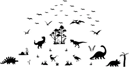 Calcomanías de pared de dinosaurio para habitación, calcomanías de PVC extraíbles con T-Rex, triceratops, volcán y más, decoración de habitación