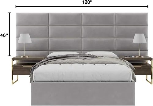 Vista 368 de Vänt - Paneles tapizados de cabecera para montar en la pared, diseño Isabelle, 60 x 23 pulgadas, configuración de 4 paneles individuales