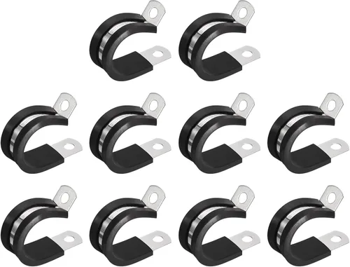 Vista 20 de uxcell Abrazadera de tubo de acero inoxidable en forma de R de 1-1/2 pulgadas (1.496 in) con aislamiento acolchado de goma